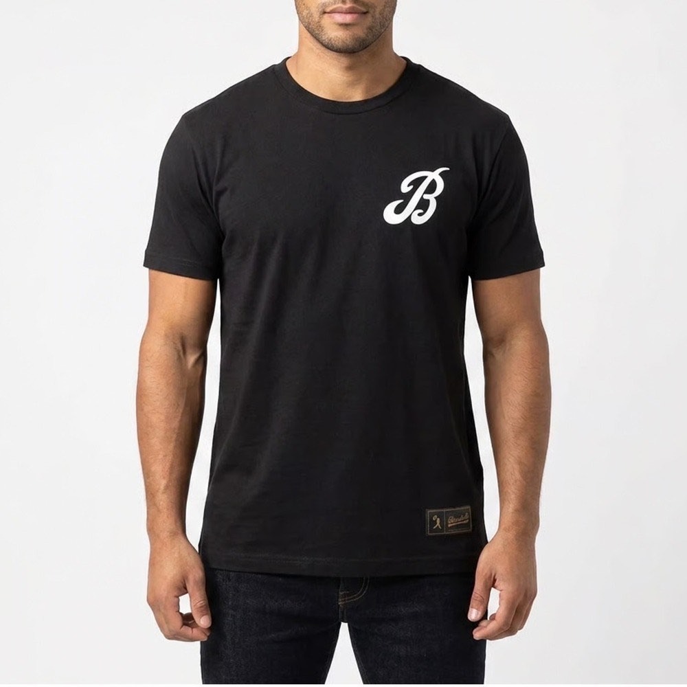 Baseballism Mens The Bat Bros Script Graphic T-Shirt Black Size M